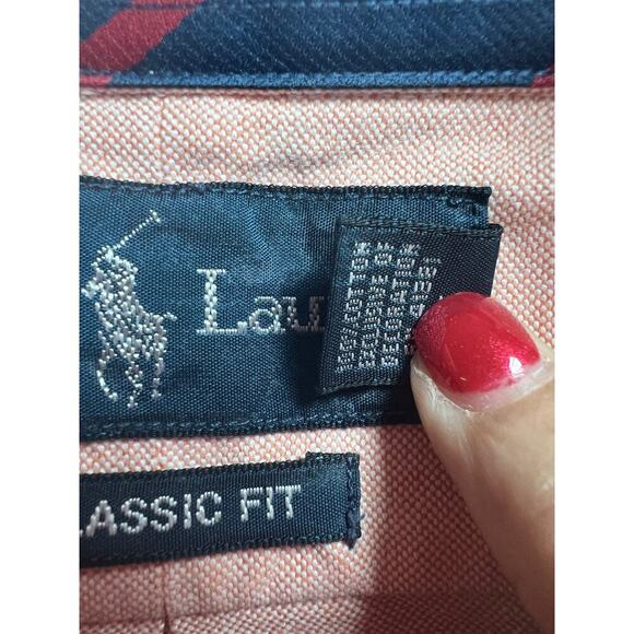 Ralph Lauren Classic Fit Men's Medium Cotton Orange Button Up - Picture 3 of 8